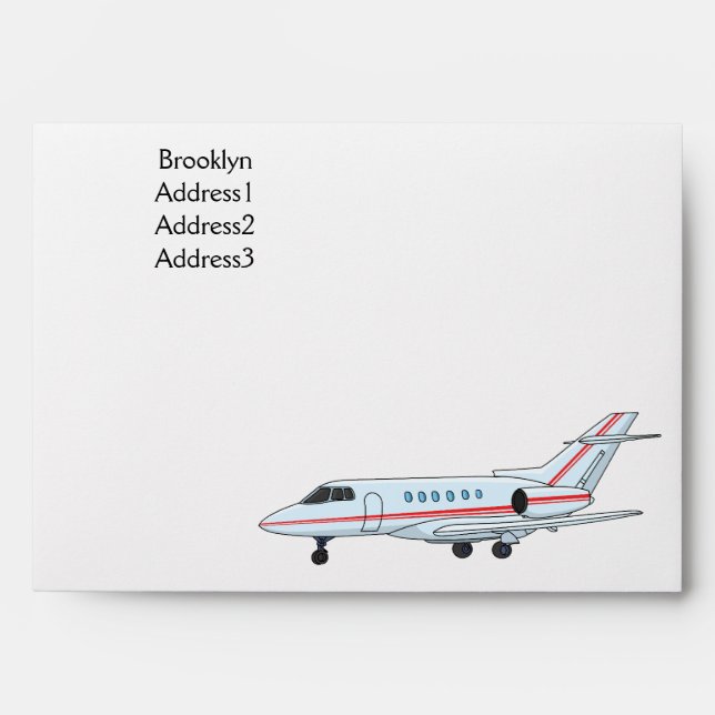 Private jet cartoon illustration envelope (Front)