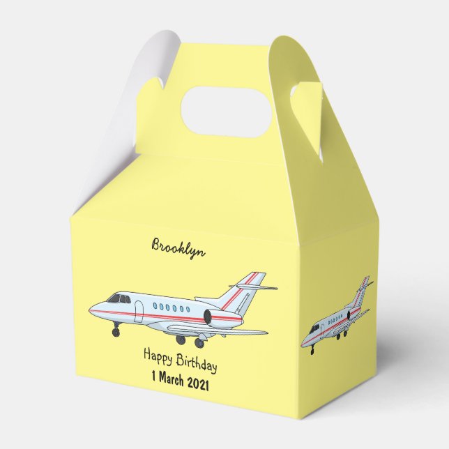 Private jet cartoon illustration favor boxes (Front Side)