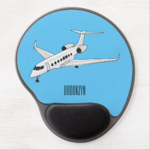 Private jet cartoon illustration gel mouse pad