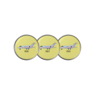Private jet cartoon illustration golf ball marker