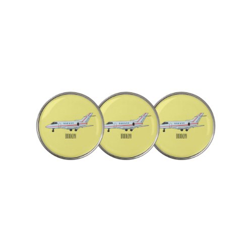 Private jet cartoon illustration golf ball marker