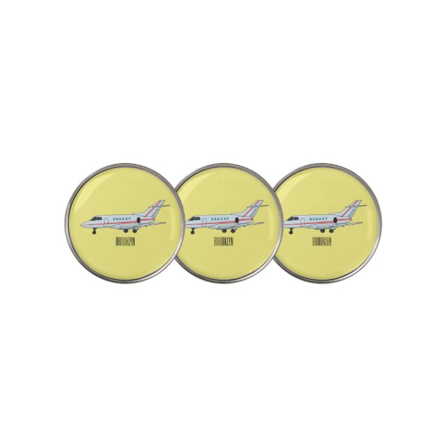 Private jet cartoon illustration golf ball marker (3 Up)