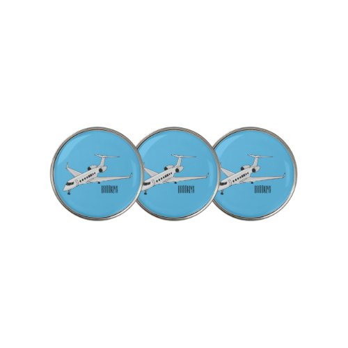 Private jet cartoon illustration golf ball marker