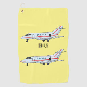 Private jet cartoon illustration golf towel