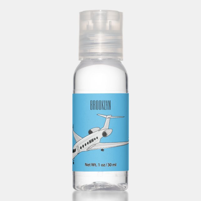 Private jet cartoon illustration  hand sanitizer (Front)