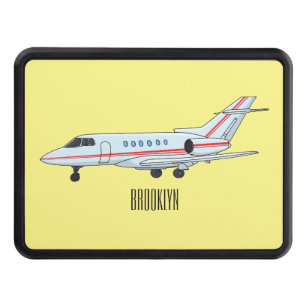 Private jet cartoon illustration hitch cover