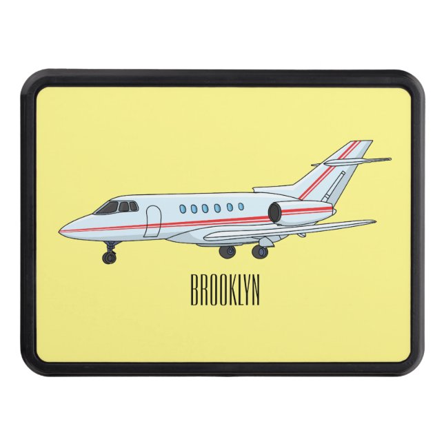 Private jet cartoon illustration hitch cover (Front)