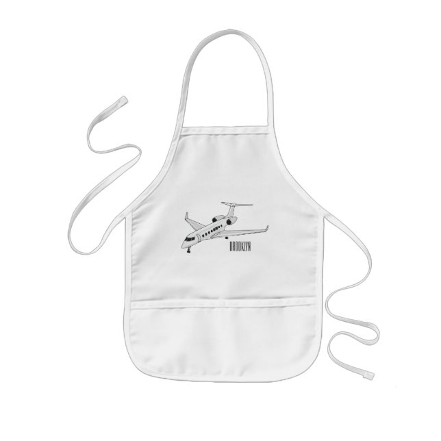 Private jet cartoon illustration kids' apron (Front)