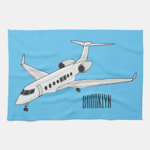 Private jet cartoon illustration kitchen towel