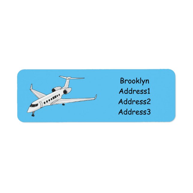 Private jet cartoon illustration label (Front)