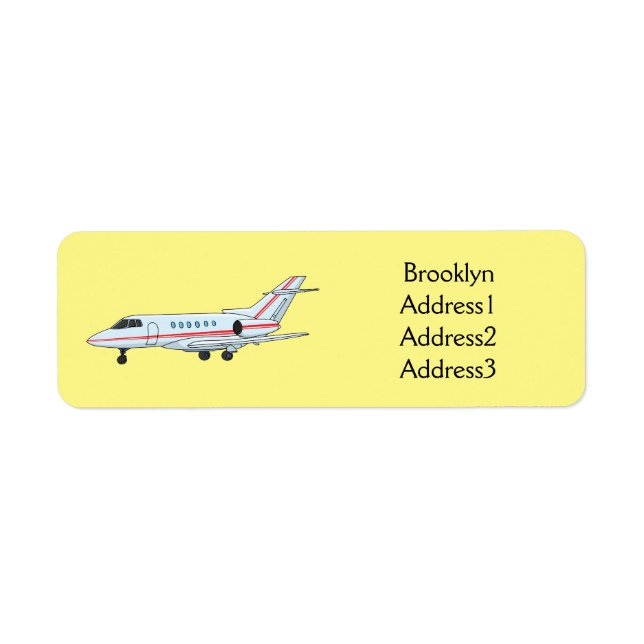 Private jet cartoon illustration label (Front)