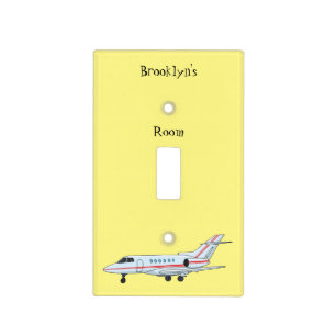 Private jet cartoon illustration light switch cover
