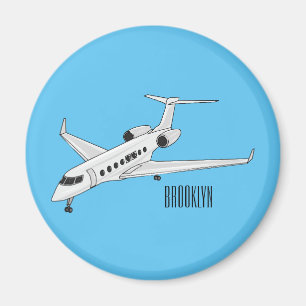 Private jet cartoon illustration magnet