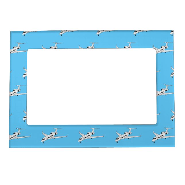 Private jet cartoon illustration magnetic frame (Front)