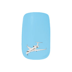 Private jet cartoon illustration minx nail art