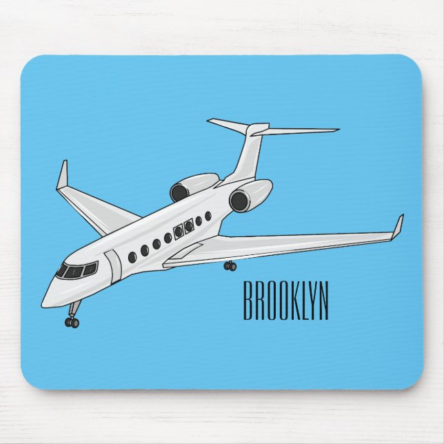 Private jet cartoon illustration mouse pad (Front)