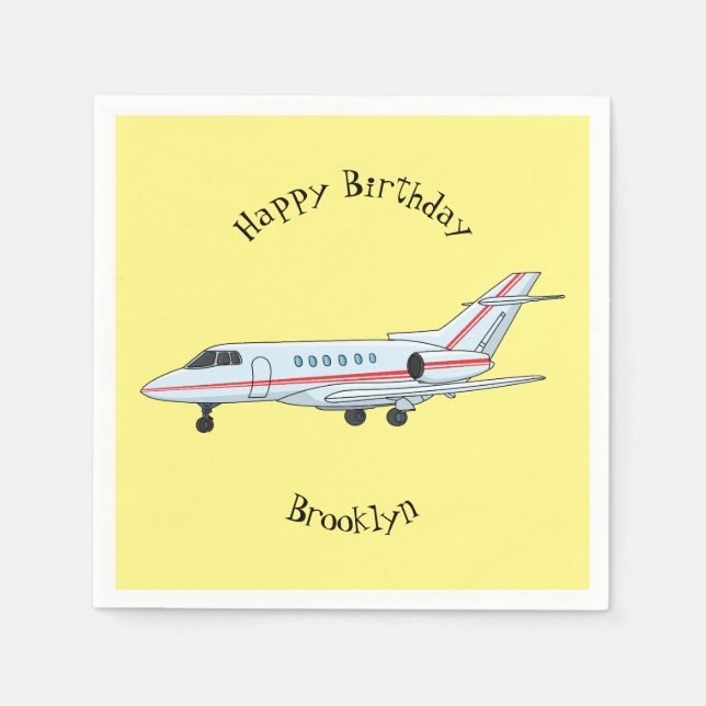 Private jet cartoon illustration  napkins (Front)