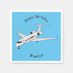Private jet cartoon illustration napkins