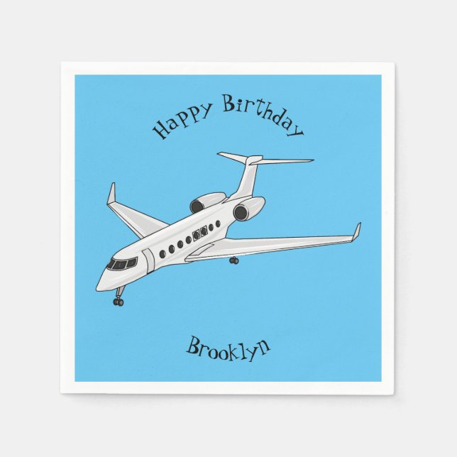 Private jet cartoon illustration napkins (Front)