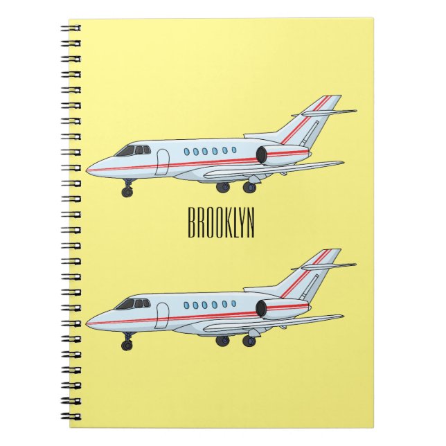 Private jet cartoon illustration notebook (Front)
