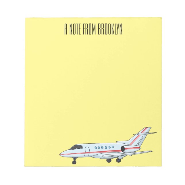Private jet cartoon illustration notepad (Front)