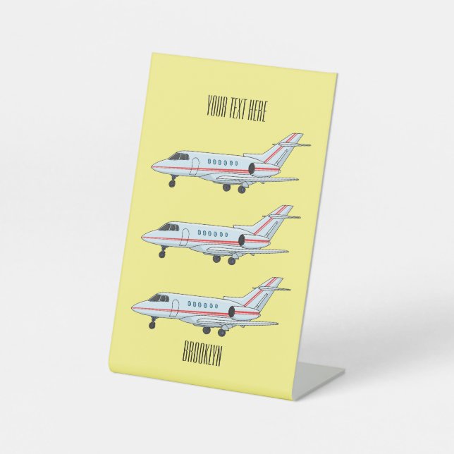 Private jet cartoon illustration pedestal sign (Front)