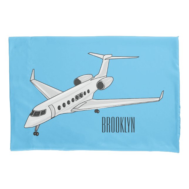 Private jet cartoon illustration pillow case (Front)