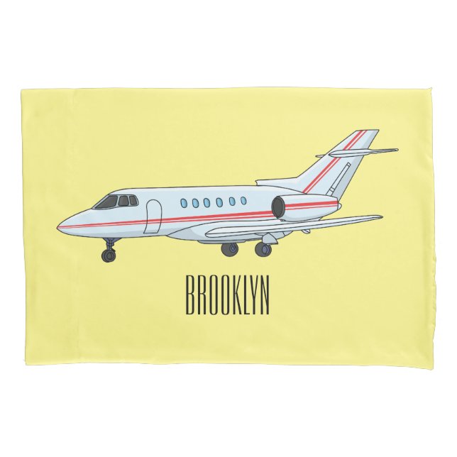 Private jet cartoon illustration pillow case (Front)
