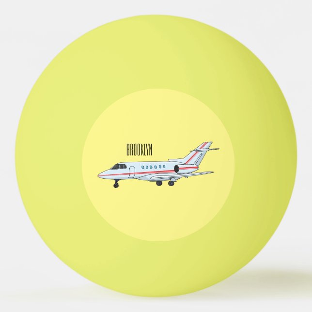 Private jet cartoon illustration ping pong ball (Front)