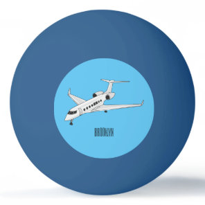Private jet cartoon illustration ping pong ball