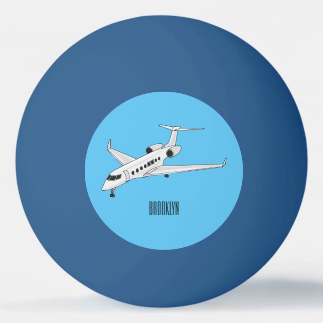 Private jet cartoon illustration ping pong ball (Front)