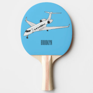 Private jet cartoon illustration ping pong paddle