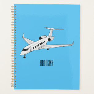 Private jet cartoon illustration planner
