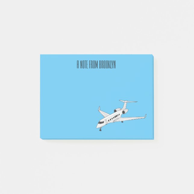Private jet cartoon illustration post-it notes (Front)