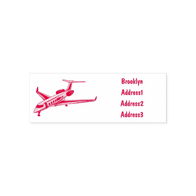 Private jet cartoon illustration self-inking stamp (Design)