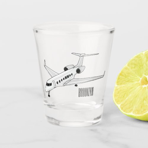 Private jet cartoon illustration shot glass