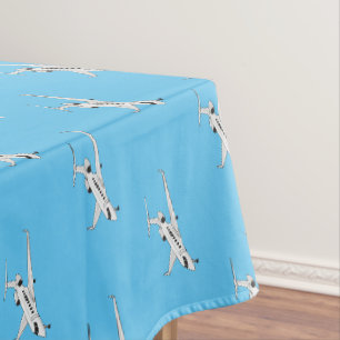 Private jet cartoon illustration tablecloth