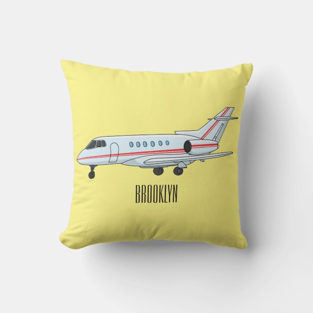Private jet cartoon illustration  throw pillow (Front)