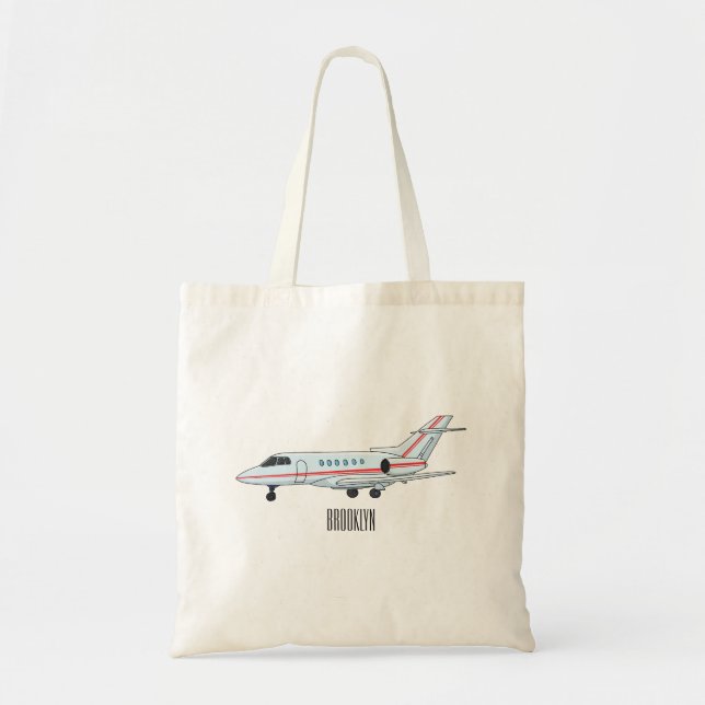 Private jet cartoon illustration tote bag (Front)