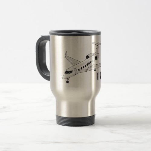 Private jet cartoon illustration travel mug