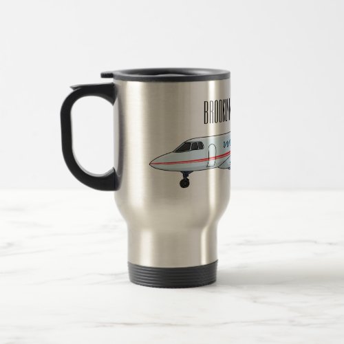 Private jet cartoon illustration travel mug