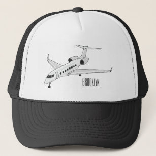 Private jet cartoon illustration trucker hat