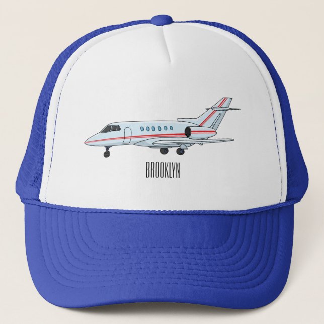 Private jet cartoon illustration trucker hat (Front)