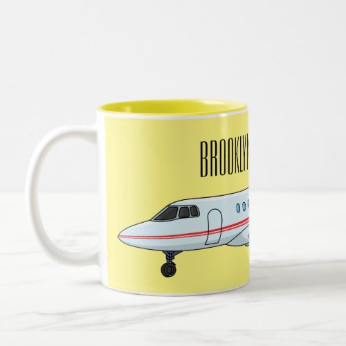 Private jet cartoon illustration  Two_Tone coffee mug