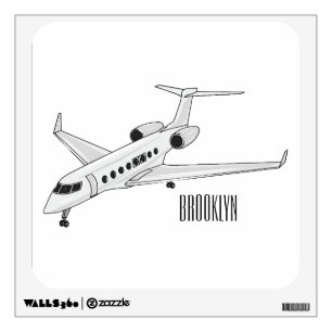 Private jet cartoon illustration wall decal