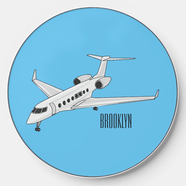 Private jet cartoon illustration wireless charger  (Front)