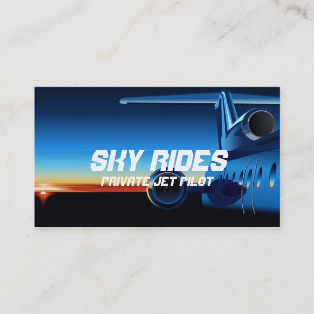 Private Jet Plane Pilot Sale Business Card (Front)