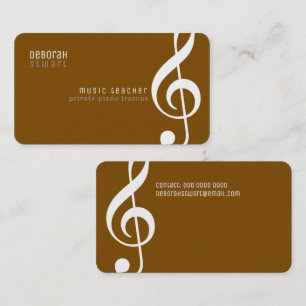 Private lessons music teacher brown business card