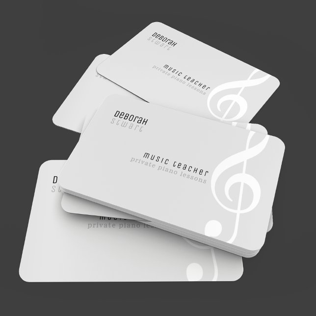 Private lessons music teacher pale gray business card (Creator Uploaded)