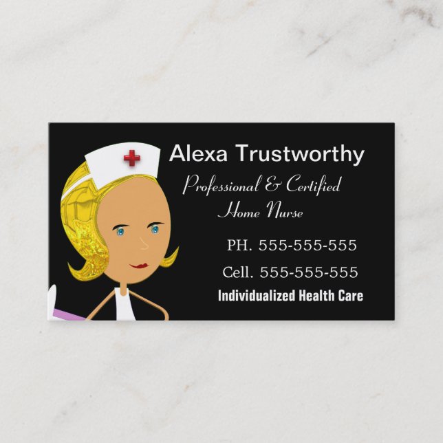 Private Nurse Professional 3.5" x 2.0" Business Card (Front)